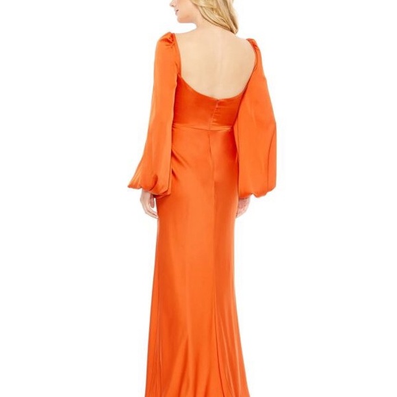 NWT Mac Duggal 68335 Bishop Sleeve Sweetheart Neck Orange Dress - SZ 16 - READ - Picture 7 of 7